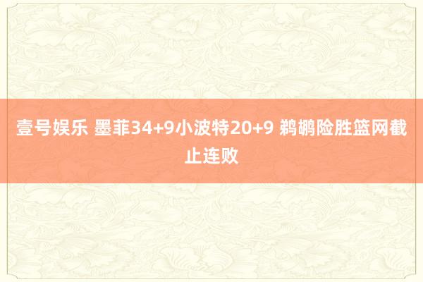 壹号娱乐 墨菲34+9小波特20+9 鹈鹕险胜篮网截止连败