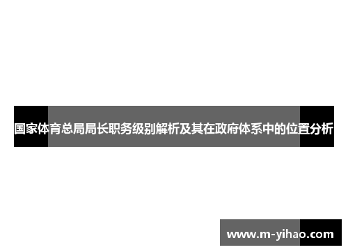 国家体育总局局长职务级别解析及其在政府体系中的位置分析